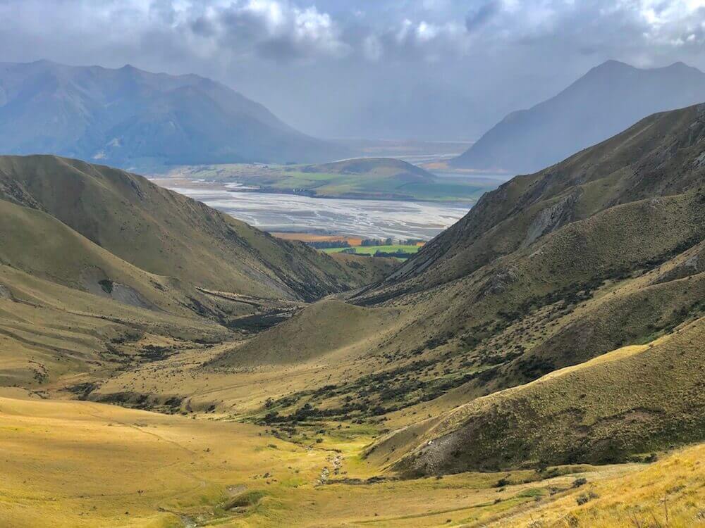 Day 33: Seeing the Rakaia River valley in the far back.